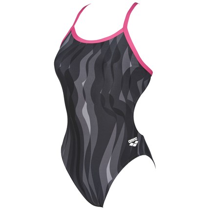 ARENA Womens Wavy Water Light Drop Back (Black/Fresia Rose)