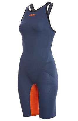 ARENA Women's Limited Edition Powerskin Carbon Flex VX Open Back Tech Suit Swimsuit (Navy/Grey/Orange (544))