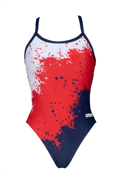 ARENA Women's Spraypaint MaxLife Light Drop Back One Piece Swimsuit (Red/White/Navy)