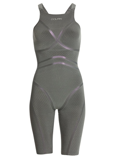 DOLFIN Women's Lightstrike Flex Leg Long Open Back Tech Suit (Silver (428))