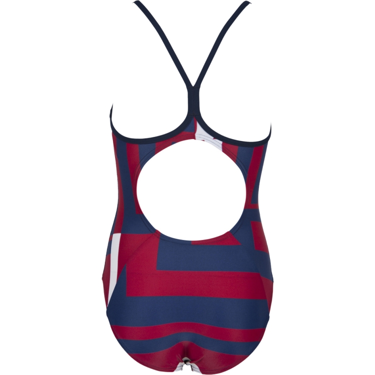 ARENA Girl's Electron Light Drop Back One Piece Swimsuit (Navy/Red (74))