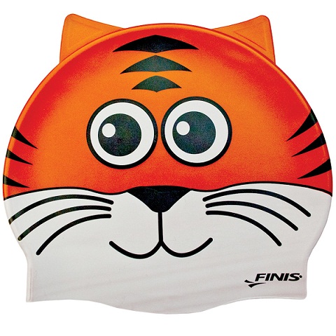 FINIS Animal Head Cap - Animal Shaped Silicone Cap (Tiger Orange (314))