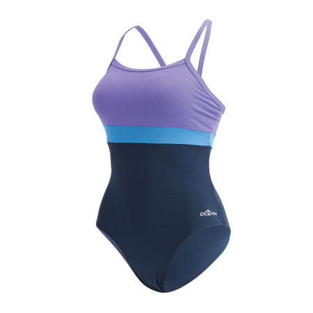 DOLFIN Aquashape X-Back One Piece Swimsuit (Navy/Lav/Light Blue (186))