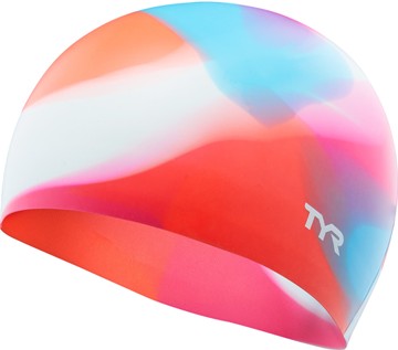 TYR Silicone Youth Swim Cap (Pink/Blue/Orange (671))