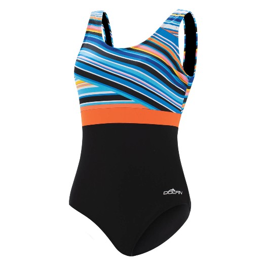 DOLFIN Aquashape Women's Wanderlust Color Block Moderate Scoop Back One Piece Swimsuit (Multi (514))