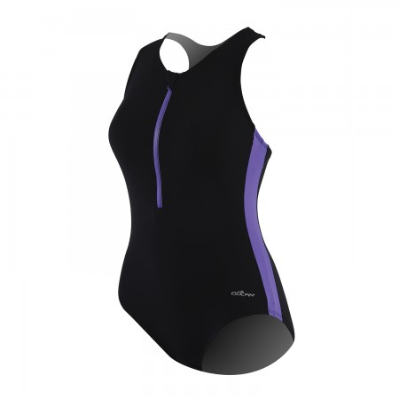 DOLFIN Aquashape Zip-Front Racerback Solid (Black/Purple (933))