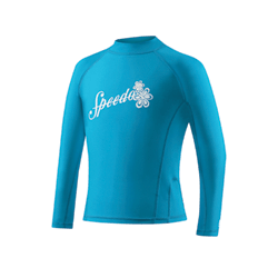 SPEEDO Girl's Solid Long Sleeve Boom Rashguard (Surf)