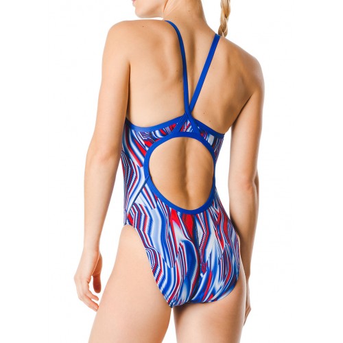 Speedo Liquid Velocity Flyback Swimsuit (Red/White/Blue (985))