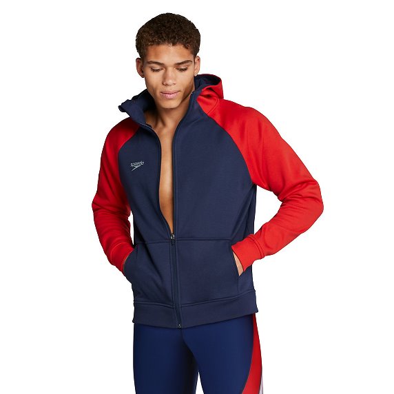 SPEEDO Adult Hooded Warm-Up Jacket - Male (Red/White/Blue (985))