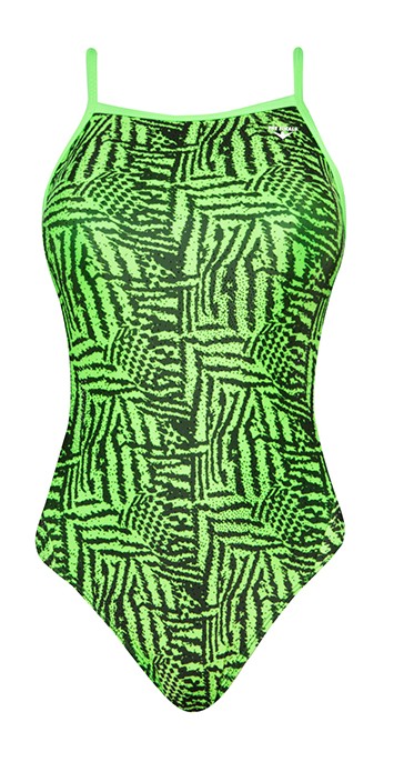 Women's Funnies Tiger Tribal Wing Back Swimsuit (Lime(16))