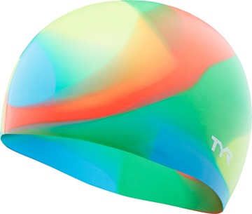 TYR Tie Dye Silicone Youth Swim Cap (Blue/Yellow/Green/Orange(465))