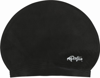 DOLFIN Solid Latex Swim Cap (Black)