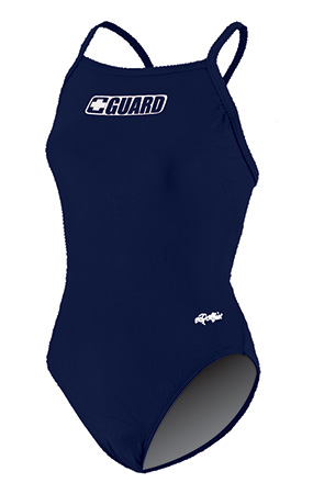 DOLFIN Lifeguard Swimsuits - Guard Logo V-2 Back (Navy)