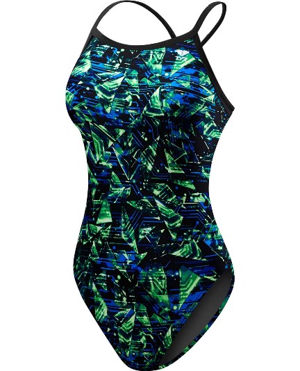 TYR Women's Emulsion Cutoutfit Swimsuit - Adult (Blue/Green (487))