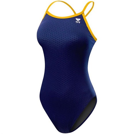 TYR Women's Diamondfit Swimsuit (Navy/Gold (409))