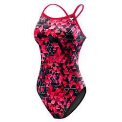 TYR Girls' Labyrinth Diamondfit Swimsuit - Youth (Red (610))