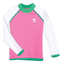 TYR Kids Girls UV Rashguard (Pink/Green (679))