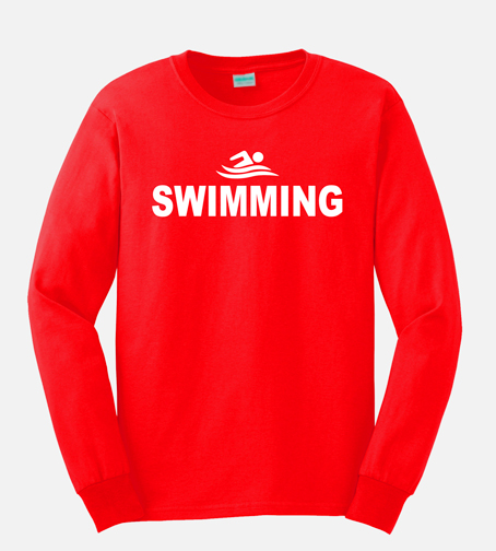 Swim Long Sleeve T-shirt with (Red)