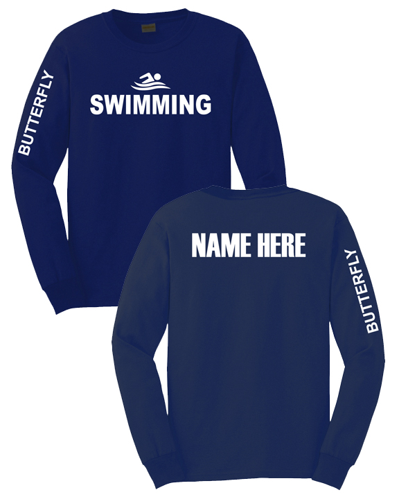 Long Sleeve Swimming T-shirt (Navy)