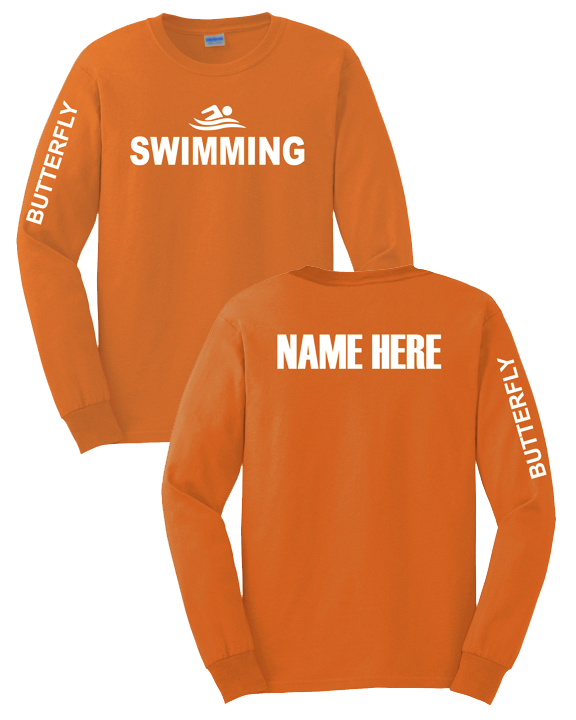 Long Sleeve Swimming T-shirt (Orange)