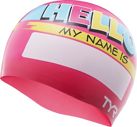 TYR Hello My Name Is Swim Cap (Pink (670))