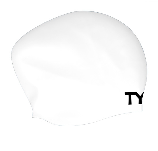 TYR Swim Long Hair Silicone Cap (WHITE (100))