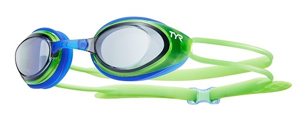 TYR Blackhawk Racing Junior Goggles (Smoke/FL. Green/Blue (085))