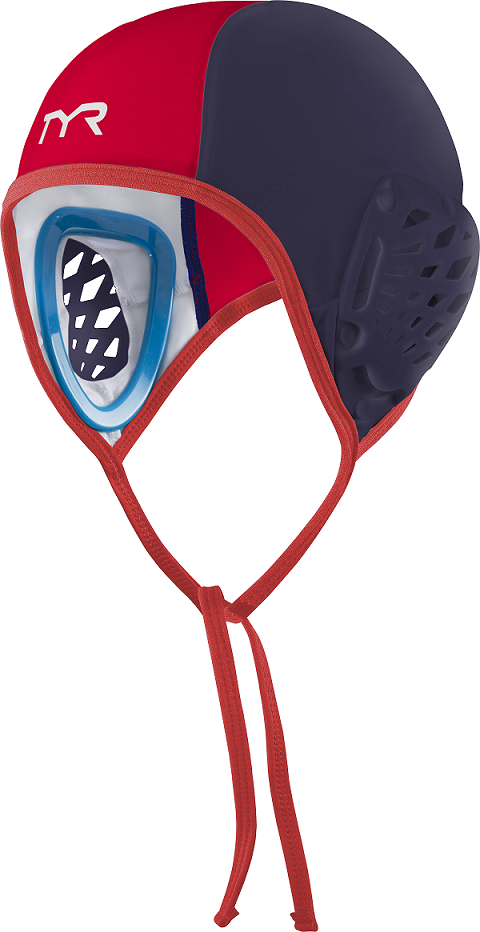 TYR Destroyer Water Polo Goalie Cap (Navy/Red (404):)