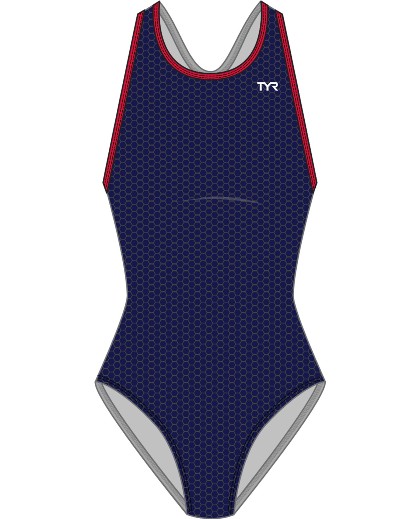 TYR Girls Hexa Maxfit Swimsuit (Navy/Red (404))
