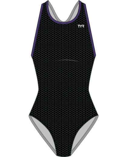TYR Girls Hexa Maxfit Swimsuit (Black/Purple (068))