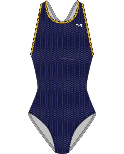 TYR Girls Hexa Maxfit Swimsuit (Navy/Gold (409))