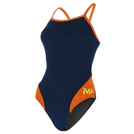 AQUA SPHERE Mid Back Splice Swimsuit (Navy/Orange (408))