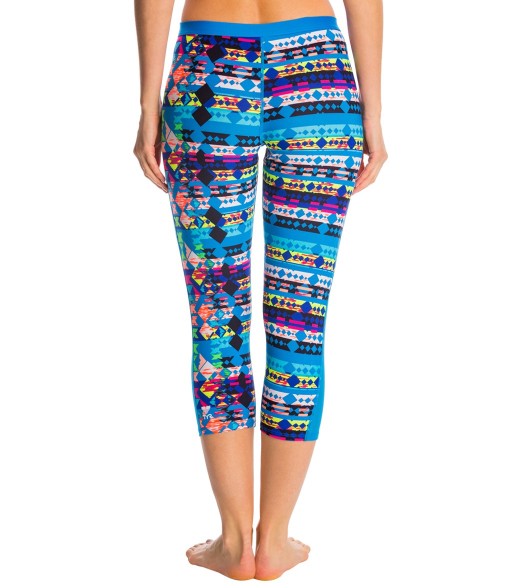 TYR Women's Boca Chica Aerial Mesh Splice Capri (Blue(420))