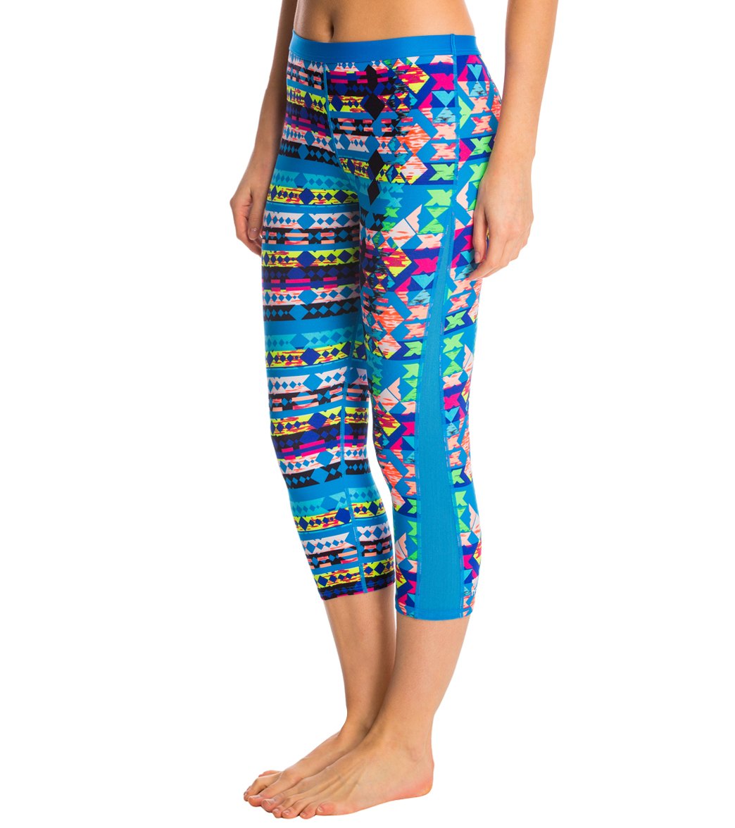 TYR Women's Boca Chica Aerial Mesh Splice Capri (Blue(420))