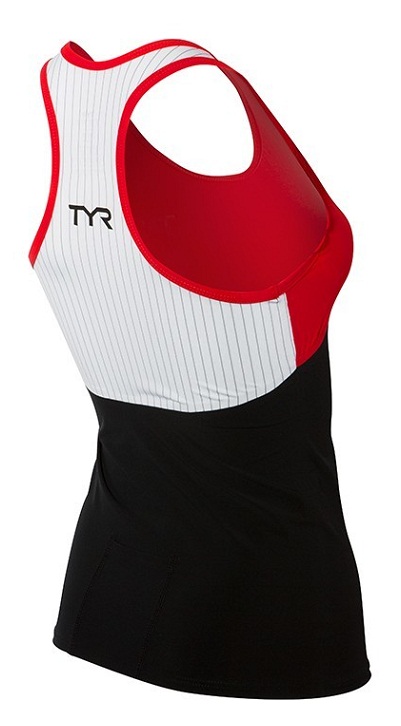 TYR Women's Carbon Triathlon Tank (Black/Red (002))