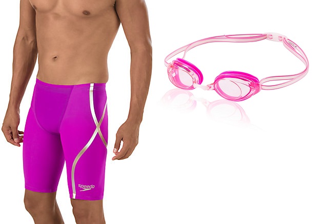 SPEEDO Fastskin LZR Racer X Jammer With Vanquisher 2.0 Goggle Bundle(Random Color will be ship out) (Deep Purple (500))