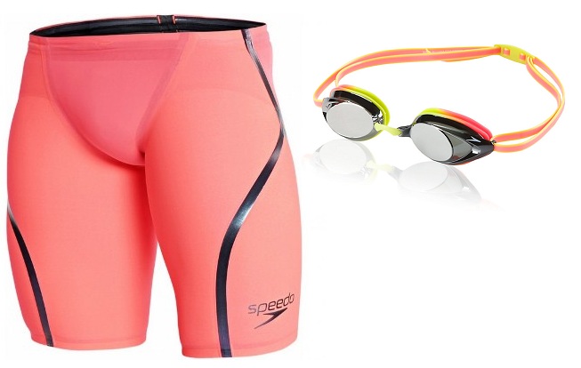 SPEEDO Fastskin LZR Racer X Jammer With Vanquisher 2.0 Goggle Bundle(Random Color will be ship out) (Hot Coral (181))