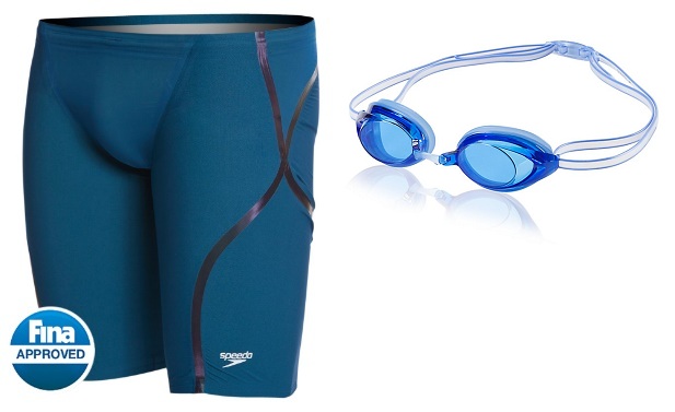SPEEDO Fastskin LZR Racer X Jammer With Vanquisher 2.0 Goggle Bundle(Random Color will be ship out) (Dark Teal(450))