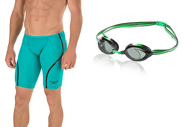 SPEEDO Fastskin LZR Racer X Jammer With Vanquisher 2.0 Goggle Bundle(Random Color will be ship out) (Jewel Green (357))