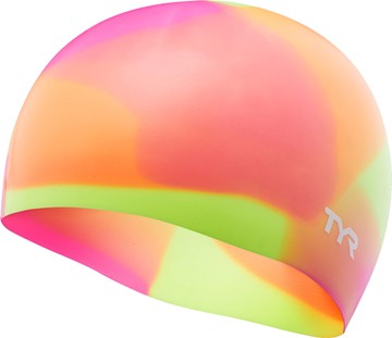 TYR Tie Dye Silicone Youth Swim Cap (Pink/Yellow/Orange (173))