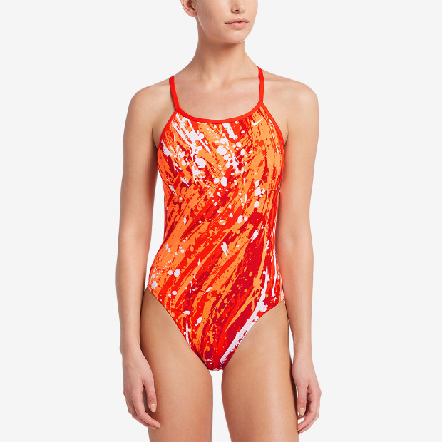 NIKE Women's Modern Cut-Out One-Piece (Team Orange (845))