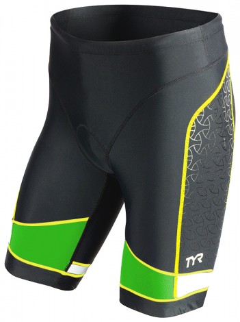 TYR Men's Competitor 9 Inch Tri Short (Black/Green/Yellow (576))